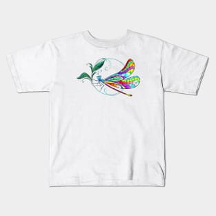 Mosaic dragonfly in circle Kids T-Shirt